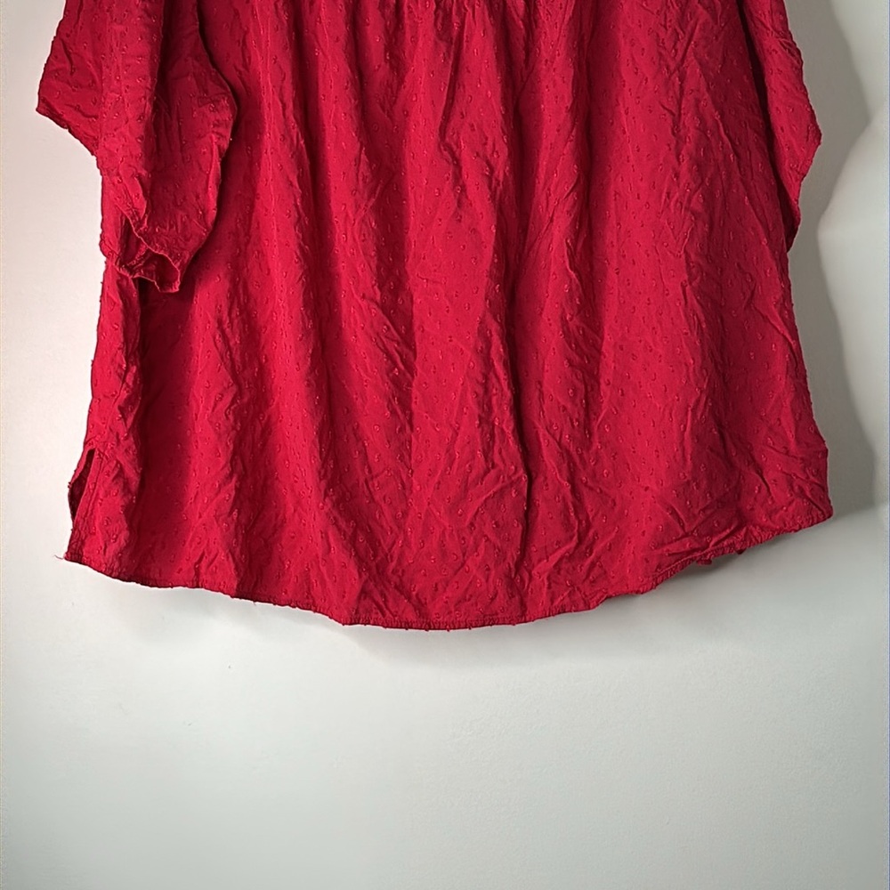 ⚡️ Catherines Red Swiss Dot Short Sleeve Blouse Size 4X - Picture 2 of 3